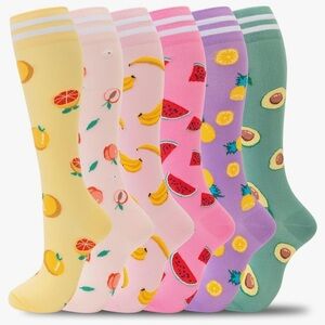 Colorful Compression Socks, 20-30mmHg compression (1 pair), Fresh Fruit Designs